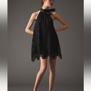 Maeve Black Lace Halter with Bow Mini Dress Only Worn Twice.
